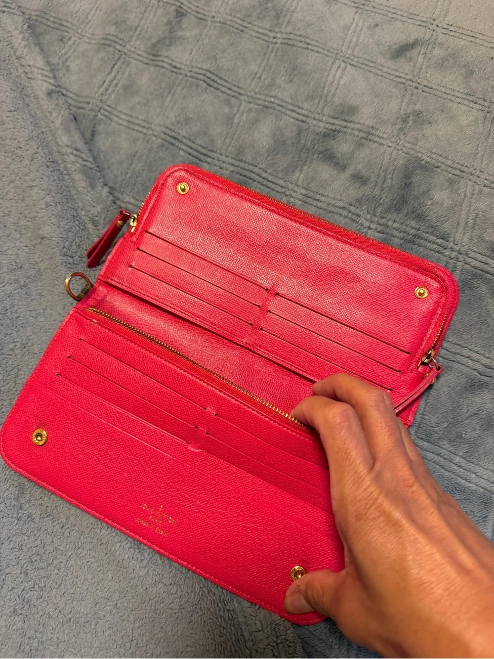 Louis Vuitton Red and Brown Monogram Phone Wallet with Gold Accent/KIMONO